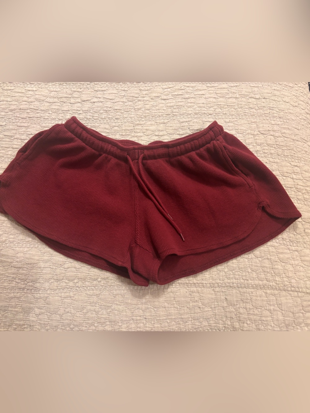 John Galt OS Maroon Waffle Knit Lounge Shorts